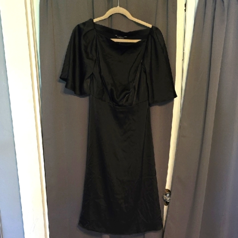 NWT Banana Republic Factory Womens Dress Black Classic Square Neck Side Zip Sz 0